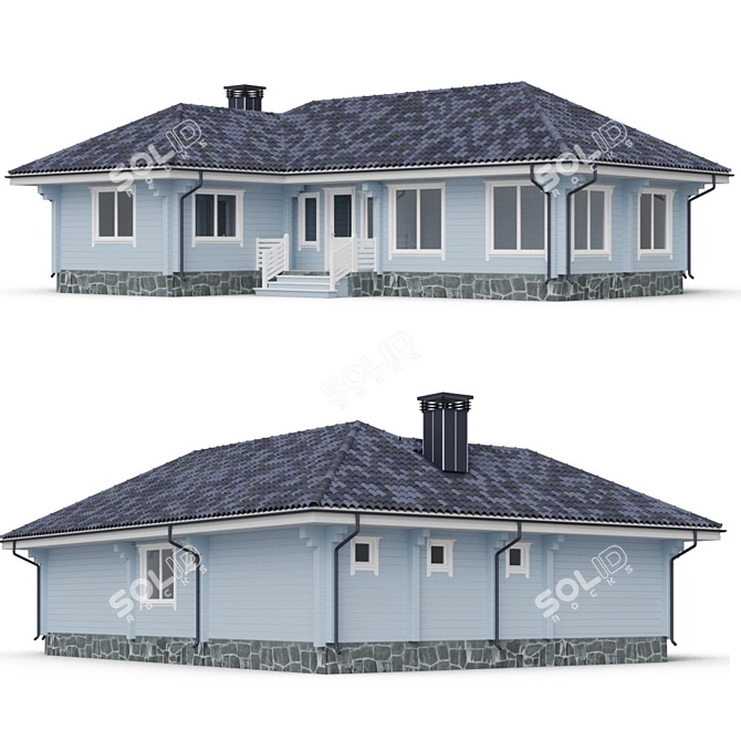 Cozy Log Cabin Home 3D model image 1