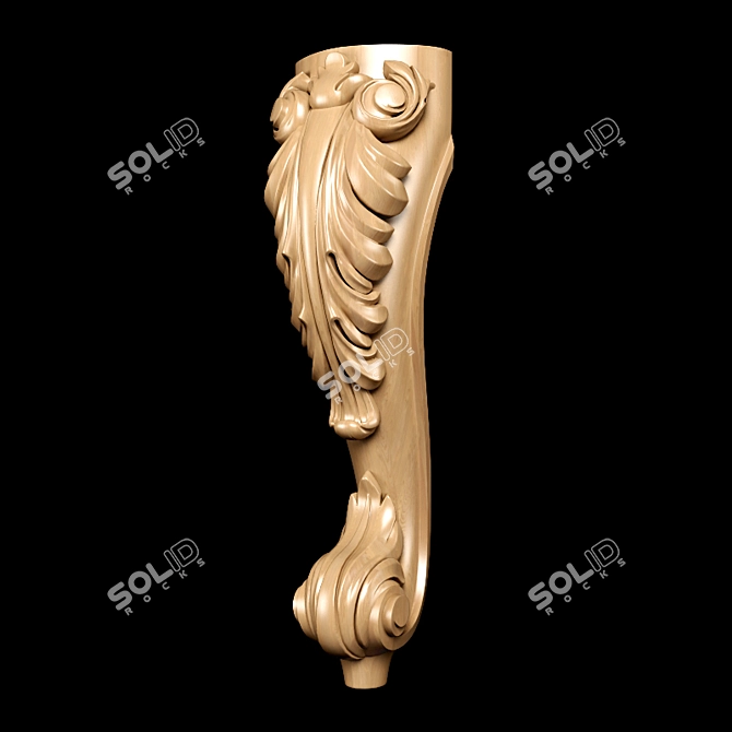 Elegant Classic Carved Table Leg 3D model image 5