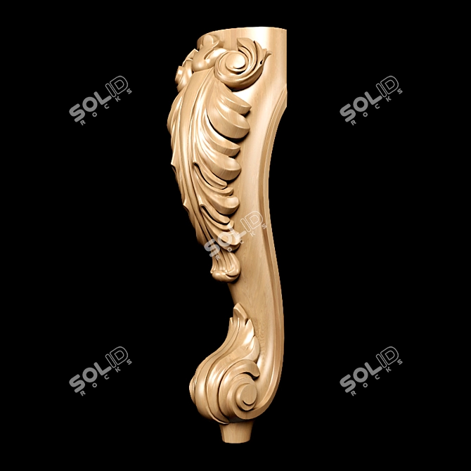 Elegant Classic Carved Table Leg 3D model image 6