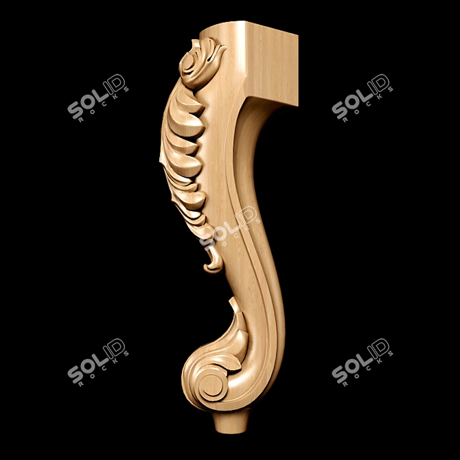 Elegant Classic Carved Table Leg 3D model image 7