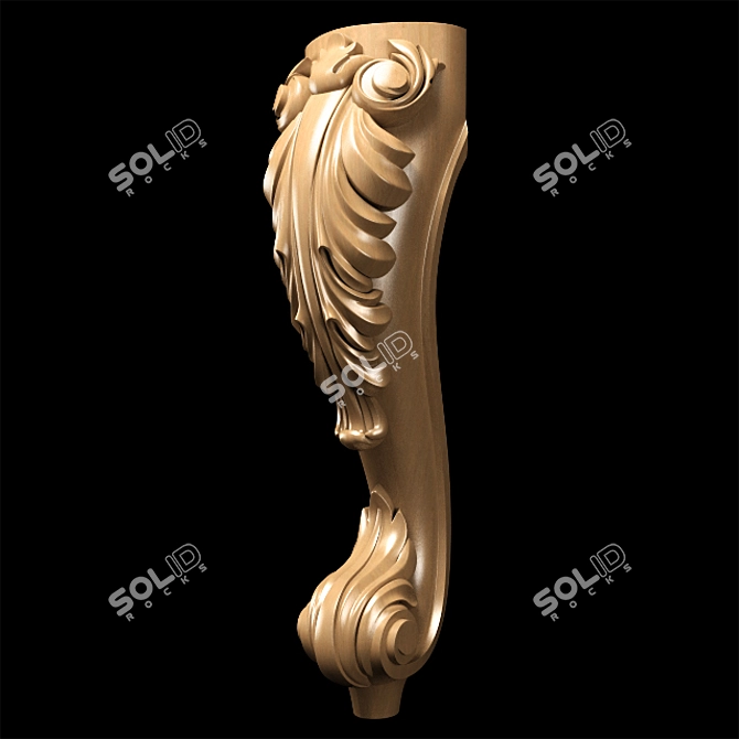 Elegant Classic Carved Table Leg 3D model image 9