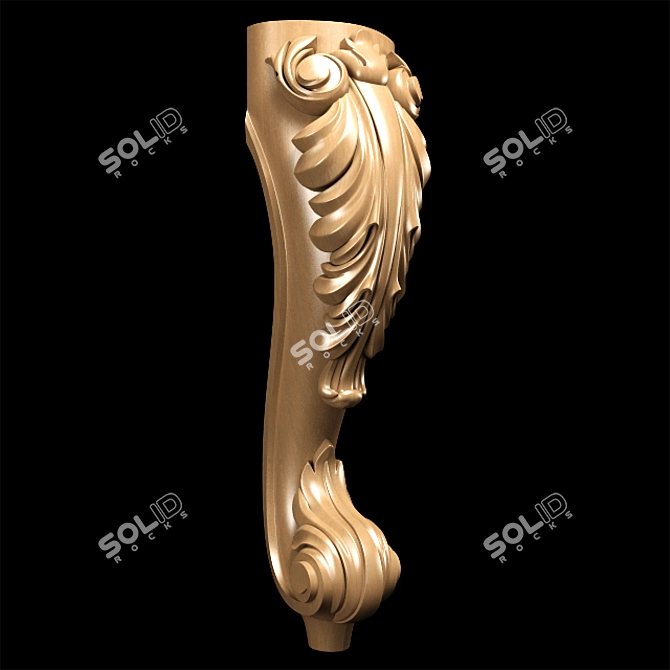 Elegant Classic Carved Table Leg 3D model image 15