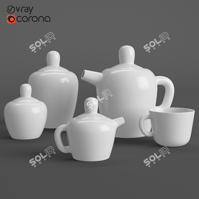 Title: Muuto Bulky Ceramic Tea Set 3D model image 1