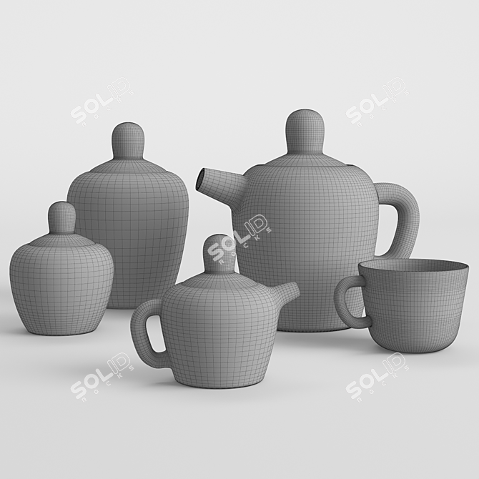 Title: Muuto Bulky Ceramic Tea Set 3D model image 2