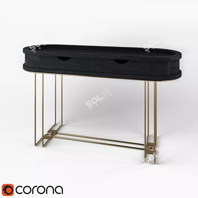 Cosmo Porto Console: Elegant Black Wood Table 3D model image 1