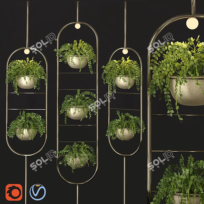 Metal Hanging Lamp Indoor Plant Partition 3D model image 1