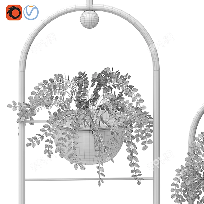 Metal Hanging Lamp Indoor Plant Partition 3D model image 2