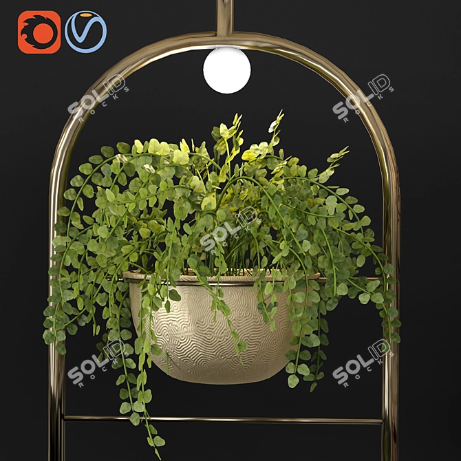 Metal Hanging Lamp Indoor Plant Partition 3D model image 3