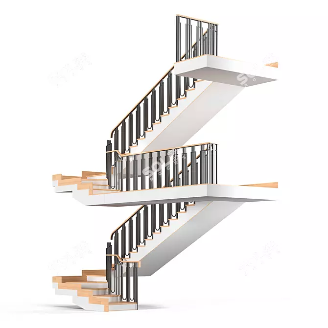 Classic Spiral Staircase 3D model image 1