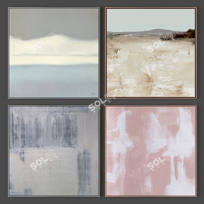 4-Piece Texture Frame Set - 2000x2000px 3D model image 1