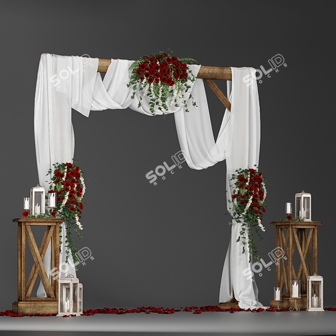 Elegant Floral Wedding Arch 3D model image 3