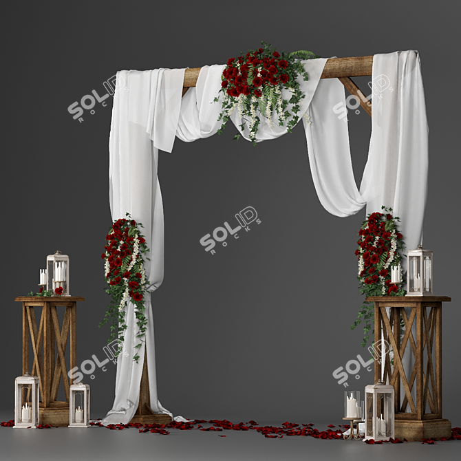 Elegant Floral Wedding Arch 3D model image 4