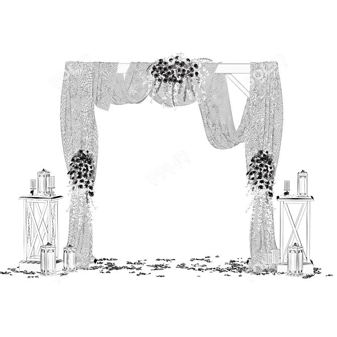 Elegant Floral Wedding Arch 3D model image 5