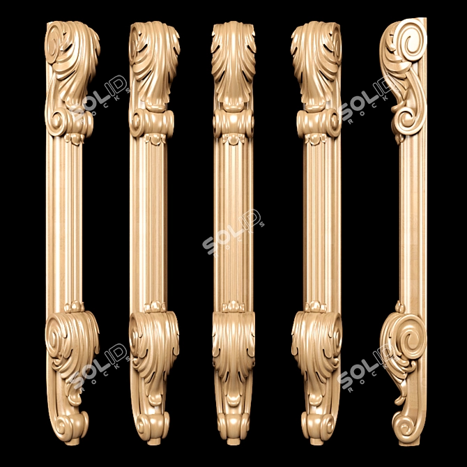 Elegant Classic Carved Leg: High-Quality, CNC-Compatible 3D model image 1