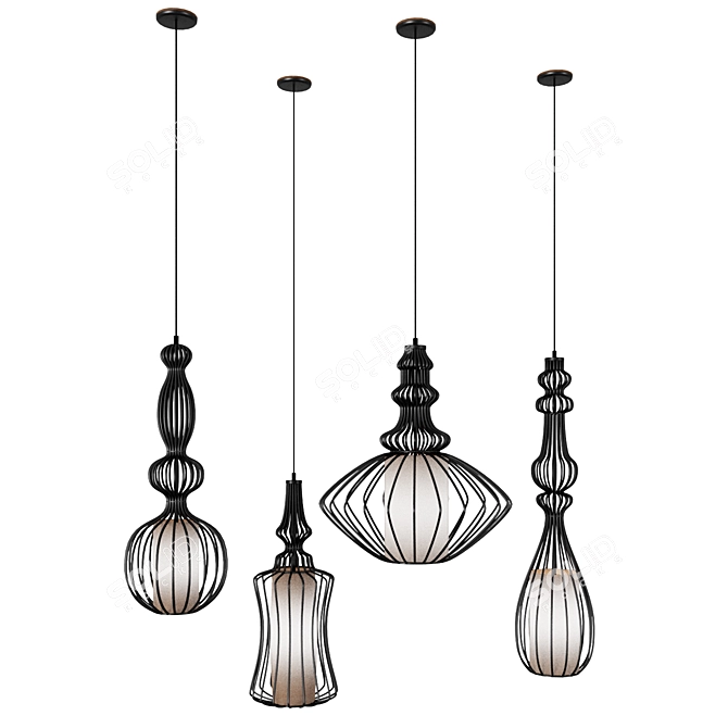 Vintage American Pendant Lights 3D model image 2