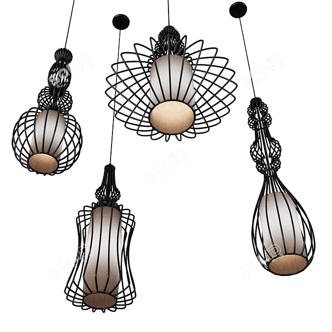 Vintage American Pendant Lights 3D model image 3