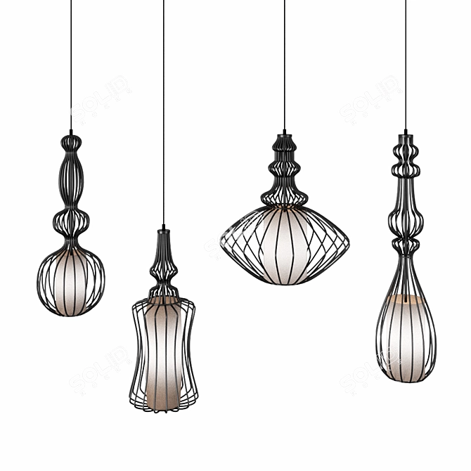 Vintage American Pendant Lights 3D model image 4