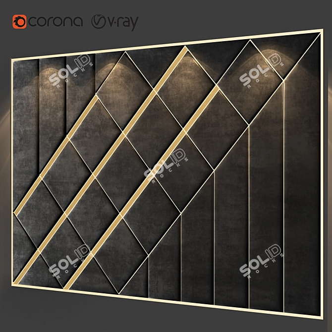 Sleek Black Wall Panel 3D model image 2