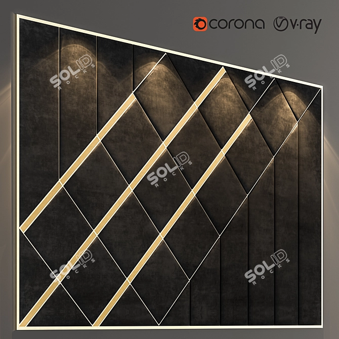 Sleek Black Wall Panel 3D model image 3