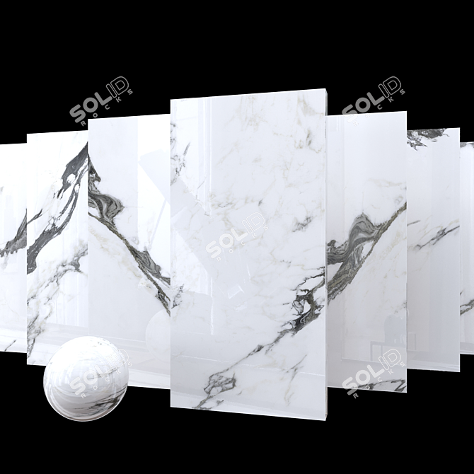 Panda White Marble Set: Elegant and Multi-Textured 3D model image 1