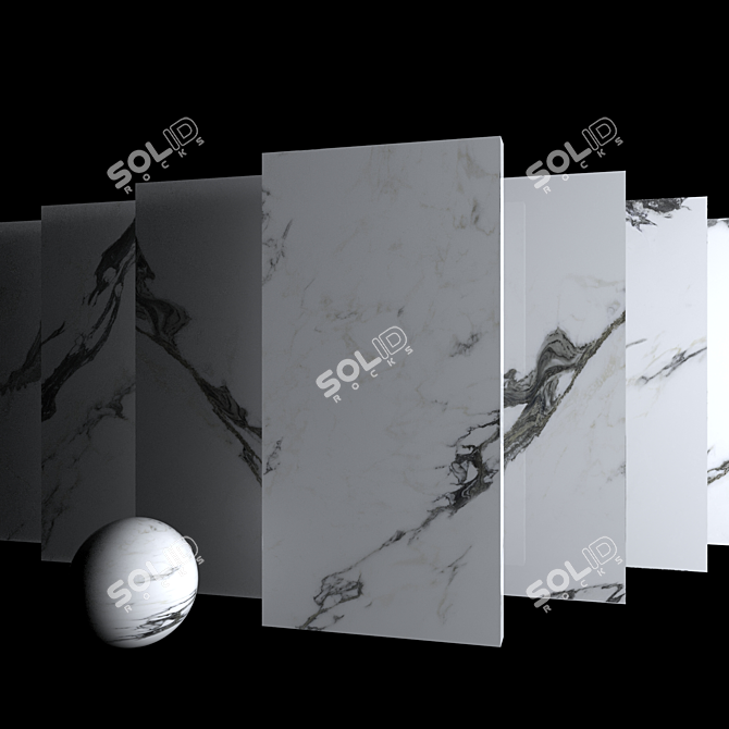 Panda White Marble Set: Elegant and Multi-Textured 3D model image 3