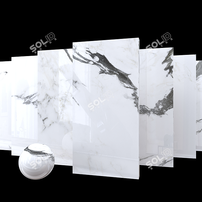 Elegant Panda White Marble Set 3D model image 1