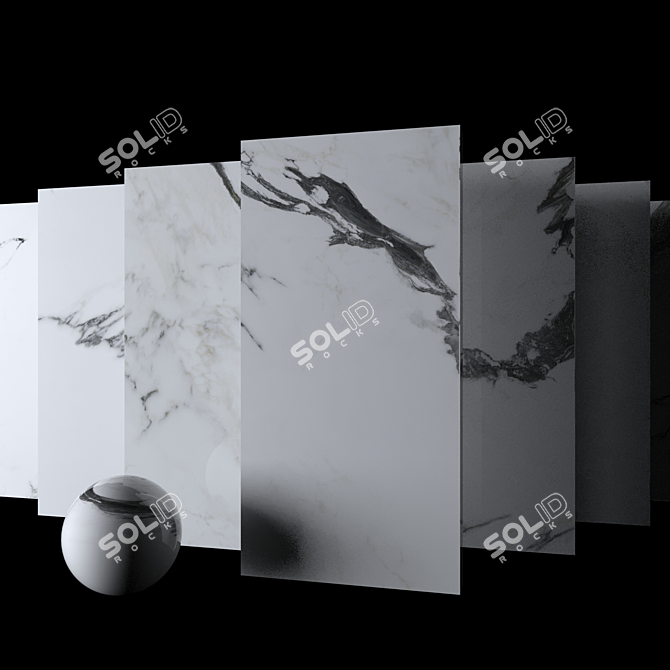 Elegant Panda White Marble Set 3D model image 2