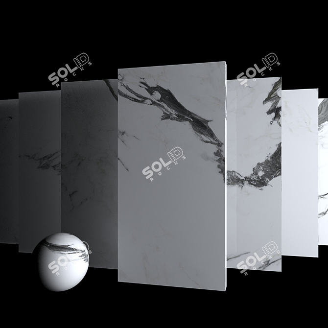 Elegant Panda White Marble Set 3D model image 3