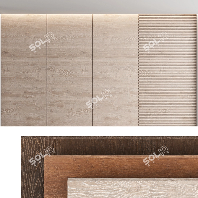 Decorative Wood Wall Panel Set 3D model image 1