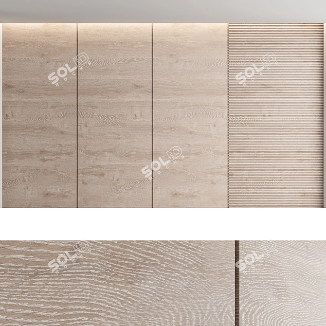 Decorative Wood Wall Panel Set 3D model image 2