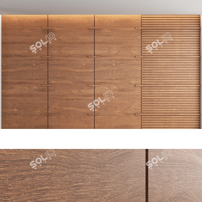 Decorative Wood Wall Panel Set 3D model image 3