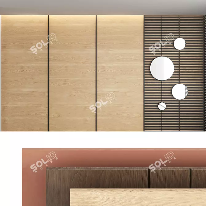 Seamless Texture Wood Wall Panels (Set of 2) 3D model image 1