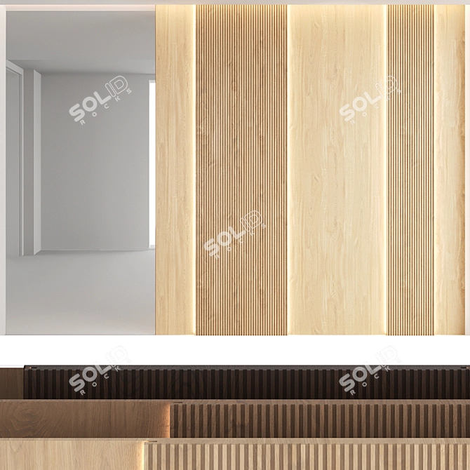 Decorative Wood Texture Wall Panel Set 3D model image 1