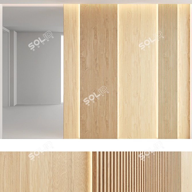 Decorative Wood Texture Wall Panel Set 3D model image 2