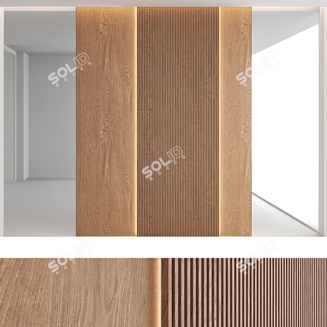 Decorative Wood Texture Wall Panel Set 3D model image 3