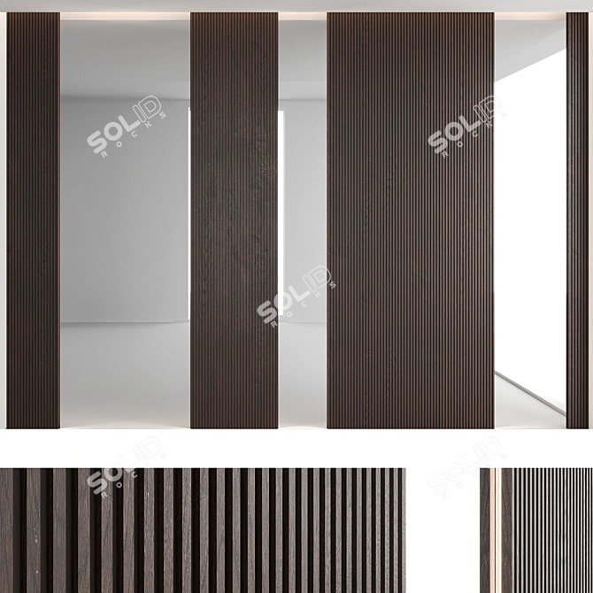 Decorative Wood Texture Wall Panel Set 3D model image 4