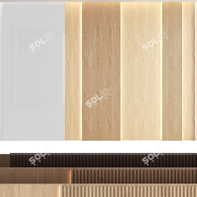 Decorative Wood Texture Wall Panel Set 3D model image 5