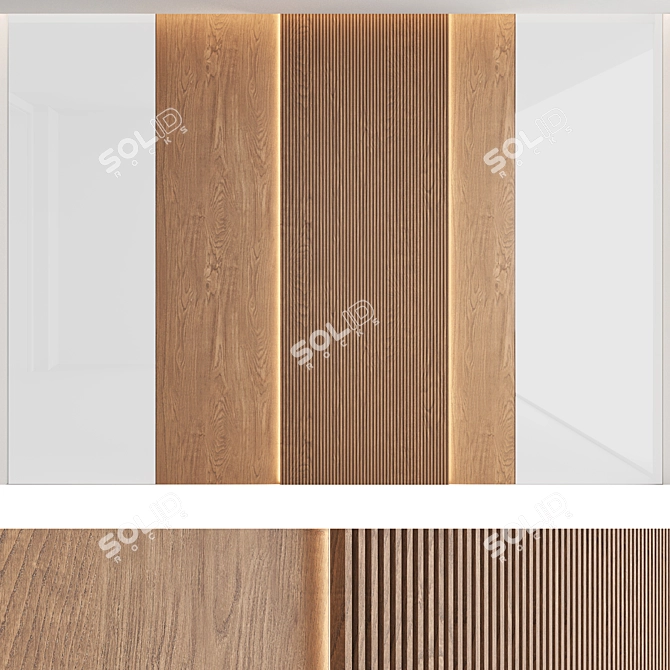 Decorative Wood Texture Wall Panel Set 3D model image 7