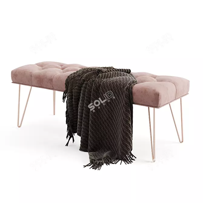 Elegant Logan Upholstered Bench 3D model image 2