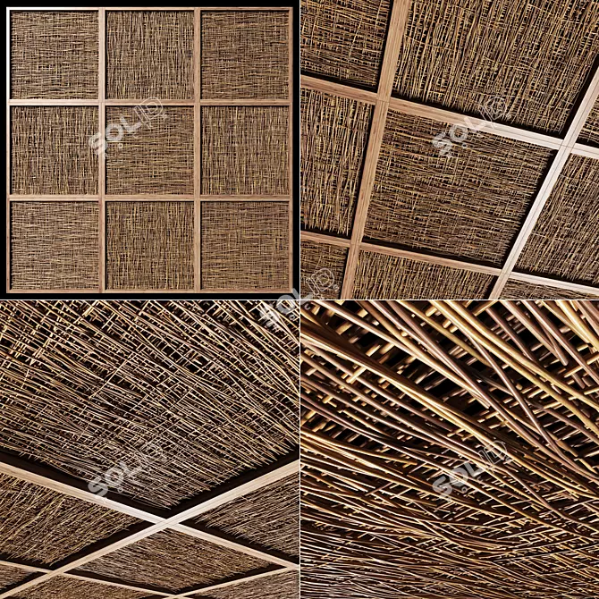 Wooden Thin Branch Ceiling 3D model image 1