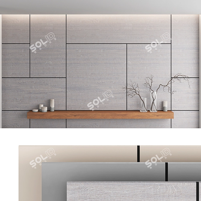 Decorative Wood Wall Panel Set 3D model image 1