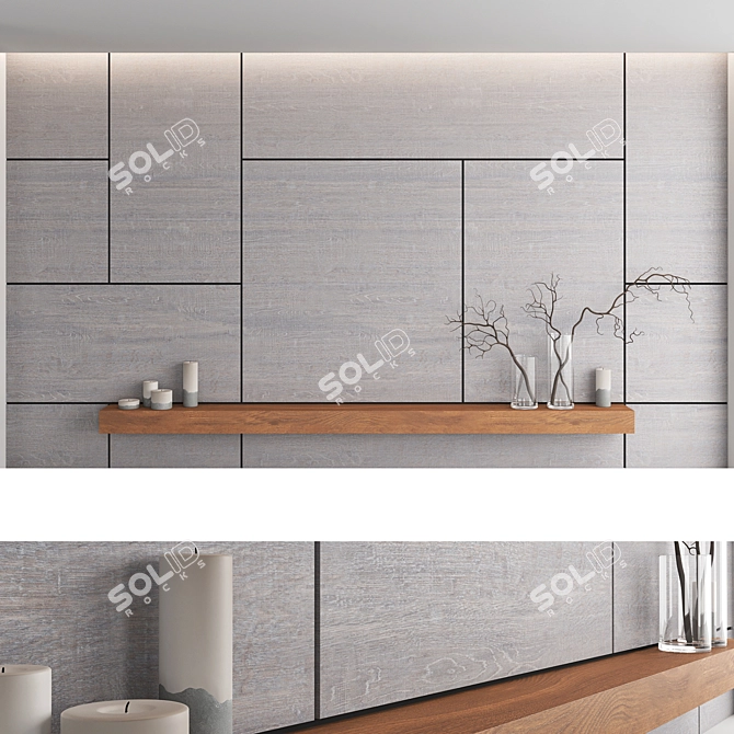 Decorative Wood Wall Panel Set 3D model image 2