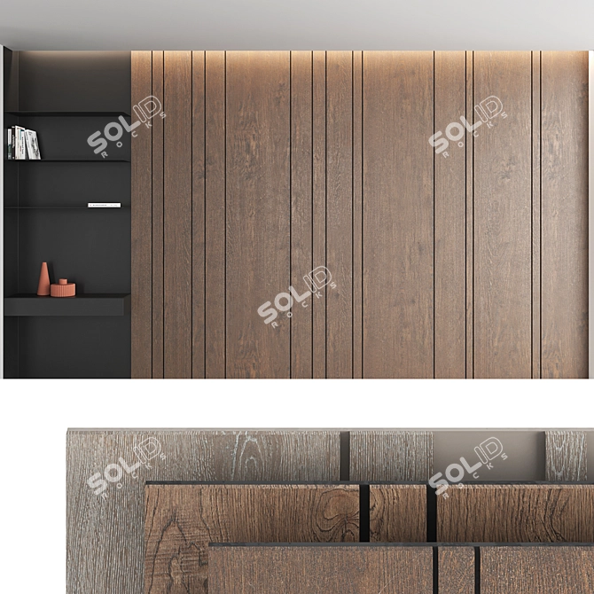 Decorative Wood Texture Wall Panel Set 3D model image 1