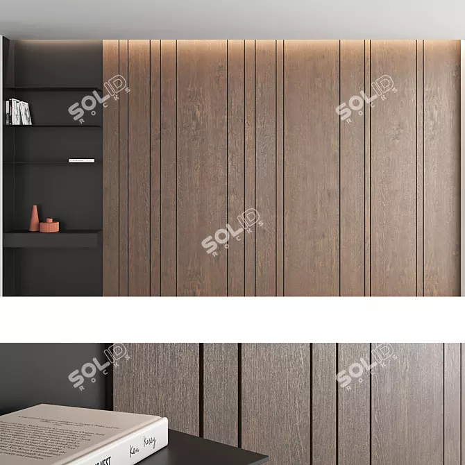 Decorative Wood Texture Wall Panel Set 3D model image 2