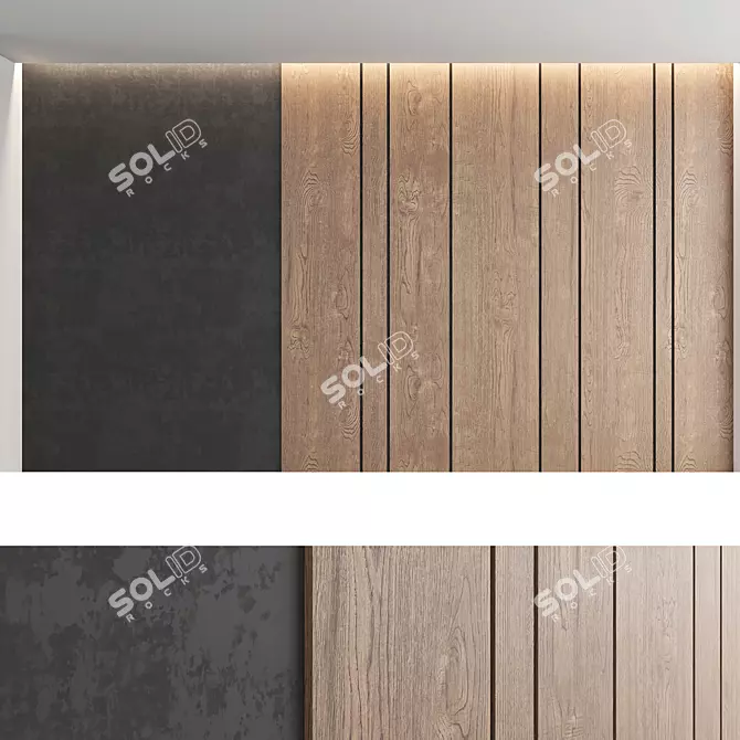 Decorative Wood Texture Wall Panel Set 3D model image 3