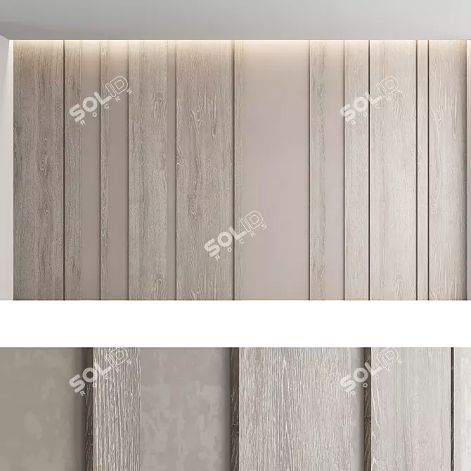 Decorative Wood Texture Wall Panel Set 3D model image 4