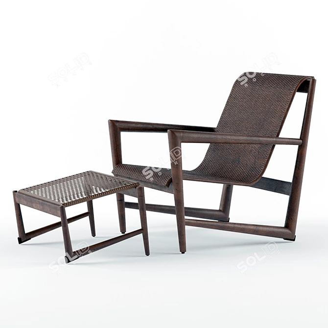 Wind Lounge Set: Chair & Ottoman 3D model image 1