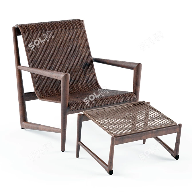 Wind Lounge Set: Chair & Ottoman 3D model image 3