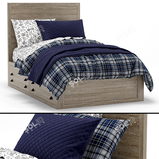 Modern Rustic Weller Bed 3D model image 1