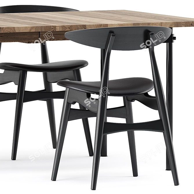 Scandinavian Style: CH322 Dining Table & CH33 Chairs 3D model image 3